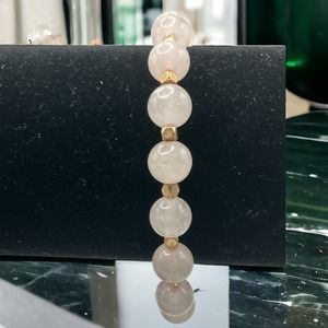 Rose Quartz Gold-Tone Stretch 7 Inch Around Bracelet!